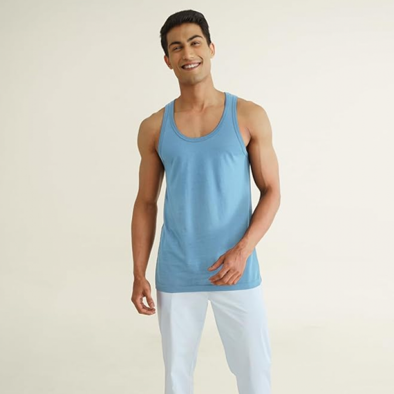 Neo-Cotton Round Neck Vest for Man, Anti-Bacterial, Shape Retaining Vest, 100% Cotton Banyan for Men, Buttery Soft Inner Baniyan