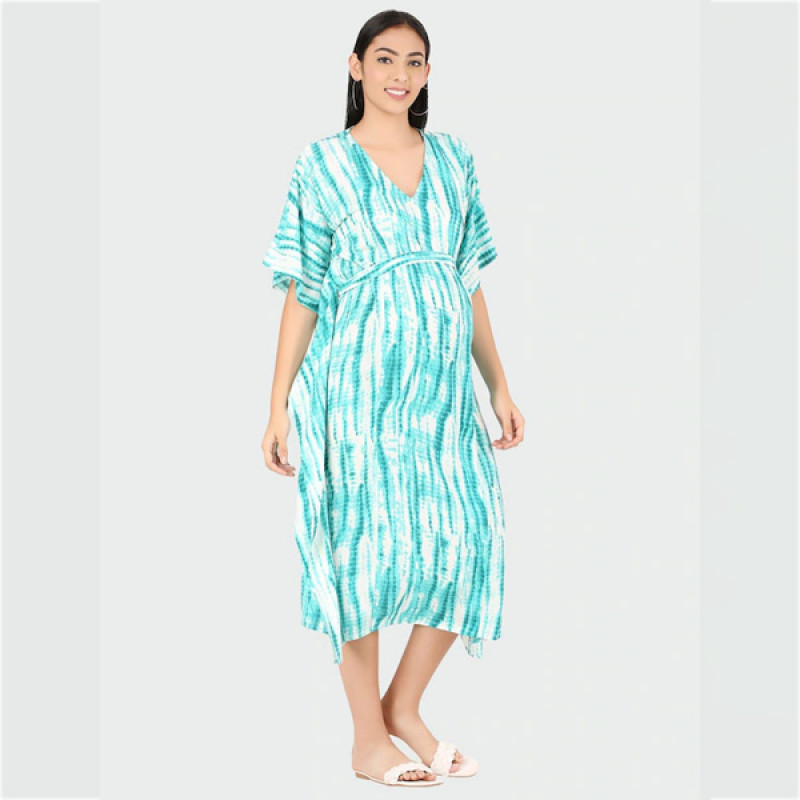 Green and Dye Dyed Maternity Kaftan Midi Dress