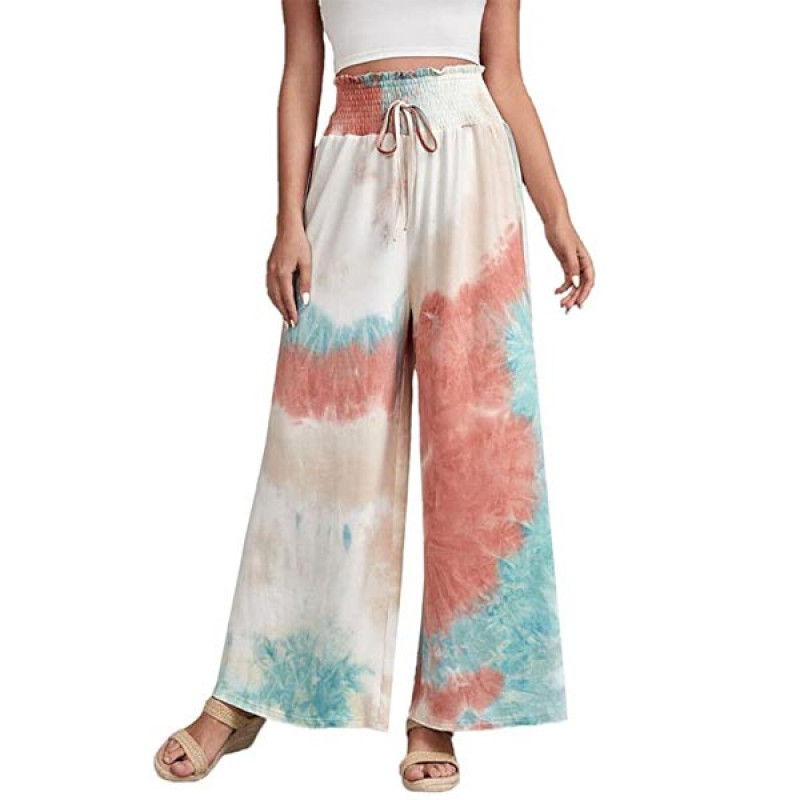 Women's Tie-dye Loose Fit Flared Wide Leg Palazzo Pants